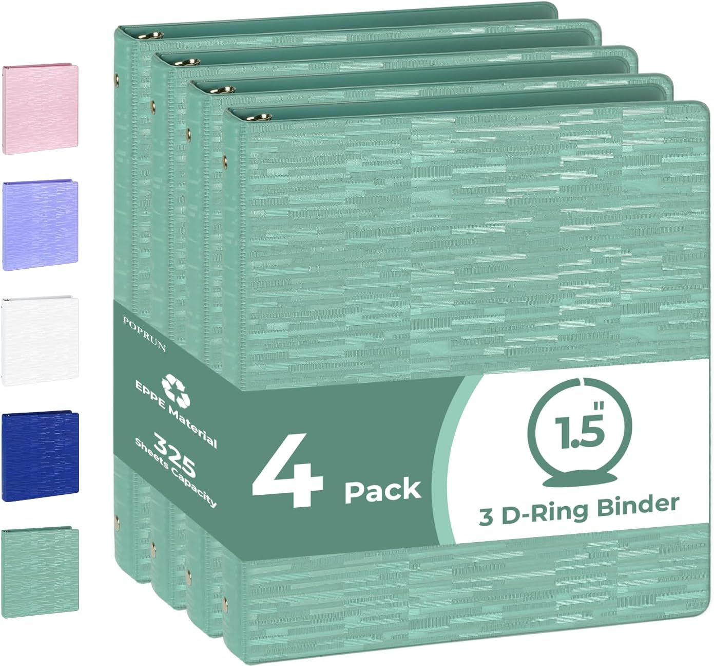 POPRUN 3 Ring Binder 1 Inch, PVC-Free, Holds 175 Sheets of 8.5 x 11 Paper, Extra Durable Organizer with 2 Pockets for School & Office, Heavy-Duty, 4 Pack, Pink