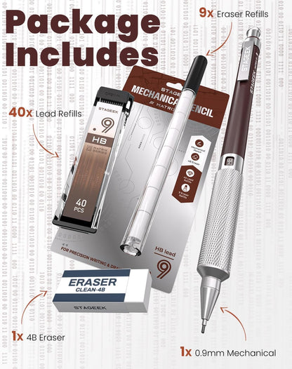 STAGEEK 0.7 mm Mechanical Pencil, Metal Art & Drafting Pencil with Eraser and 60 HB Lead Refills, Professional Drawing Pencil for Artists, Students, School, Office, Writing, Sketching, Drafting(Blue)