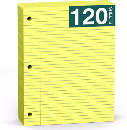 Note Pads 8 X 10.5 Loose Leaf Paper, 120Sheets, 3 Hole Punched Lined Paper, College Ruled 8 X 10.5 Notebooks, 10-1/2" X 8 Binder Writing Pads, Filler Paper For Engineering, Office, School Supplies