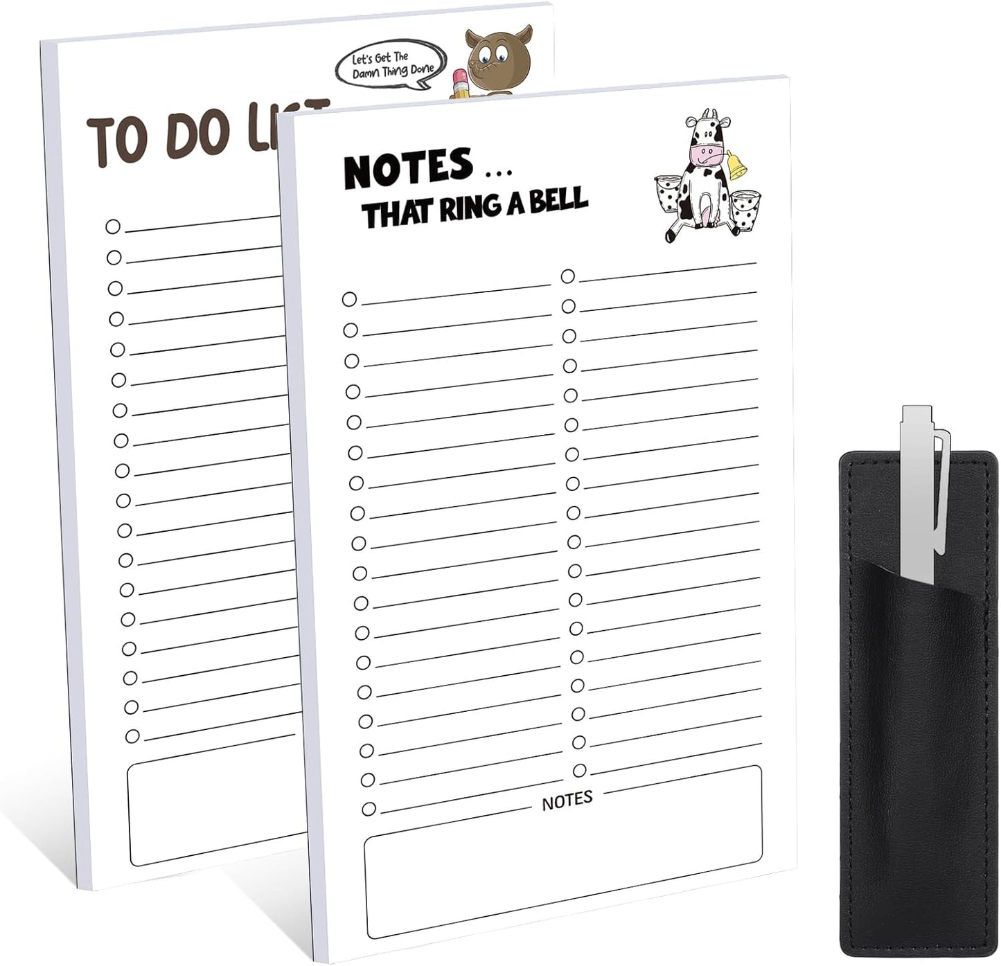 Thboxes 2 Pack Grocery List Magnet Pad for Fridge with Pen Holder, Total 120 Sheets Magnetic Note Pad for Fridge Full Back Magnet Shopping List, To Do List, Memo Notepads, 4.5x7.5(Funny Animal)