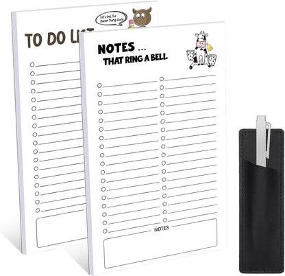 Thboxes 2 Pack Grocery List Magnet Pad for Fridge with Pen Holder, Total 120 Sheets Magnetic Note Pad for Fridge Full Back Magnet Shopping List, To Do List, Memo Notepads, 4.5x7.5(Funny Animal)