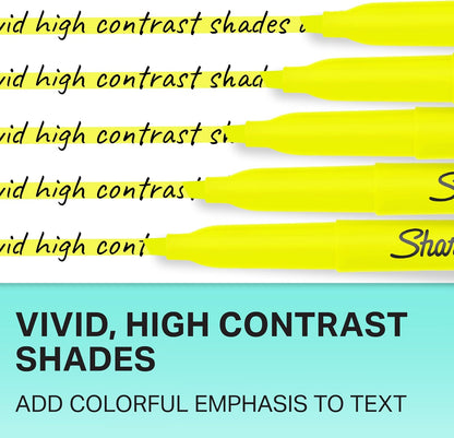 Sharpie Pocket Style Highlighters, Narrow Chisel Tip, Fluorescent Yellow, 8 Count