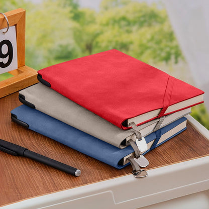 Faux Leather Notebook Journal - 200 Pages Lined Vegan Leather Journal for Writing, A5 Soft-Cover Journaling Notebook Gift Set with Pen for Travel, Office, Daily Writing