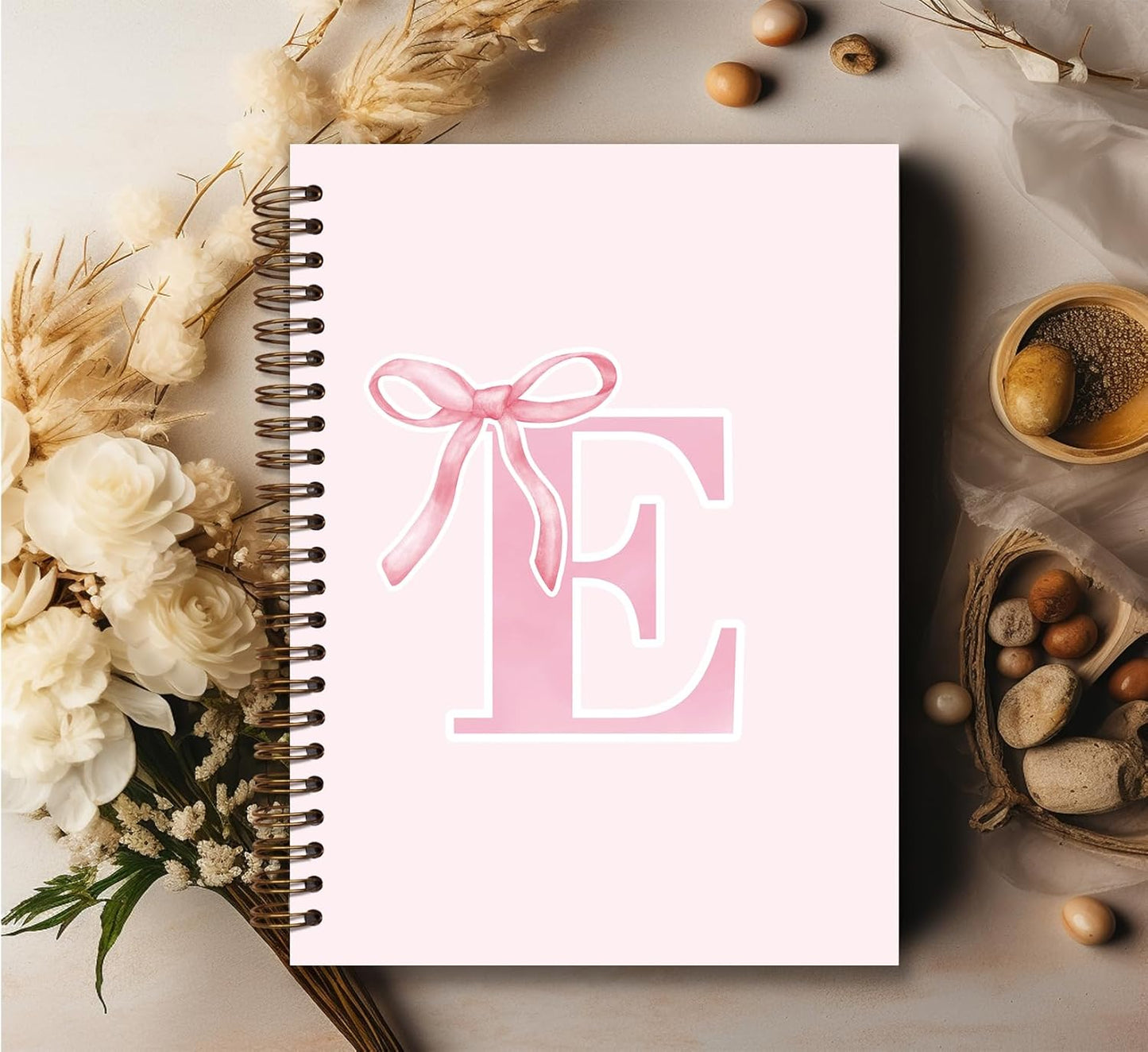 Blue Bow Journal Notebook for Girls,Initial H Journals Personalized Diary Gifts for Teen Girl Kids,Monogrammed Gifts for Women,Trendy Coquette Cute Hardcover Spiral Notebook 5.5 x 8.3 - Colors B
