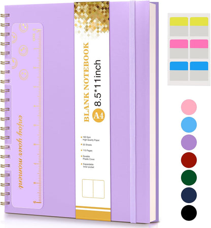 Spiral Notebook Journal 8.5” x 11”, A4 Large Pink Notebooks for Women Men, College Ruled Lined Journal, 100 GSM Paper, Plastic Hardcover Spiral Bound Journals for Work School Note Taking Business