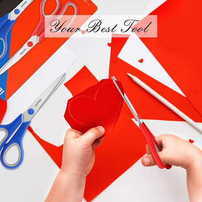 Scissors, iBayam 8" All Purpose Scissors Bulk 3-Pack, Ultra Sharp 2.5mm Thick Blade Shears Comfort-Grip for Aesthetic Fun Cute School Office Teacher Desk Crafts and Art Supplies Accessories Essential