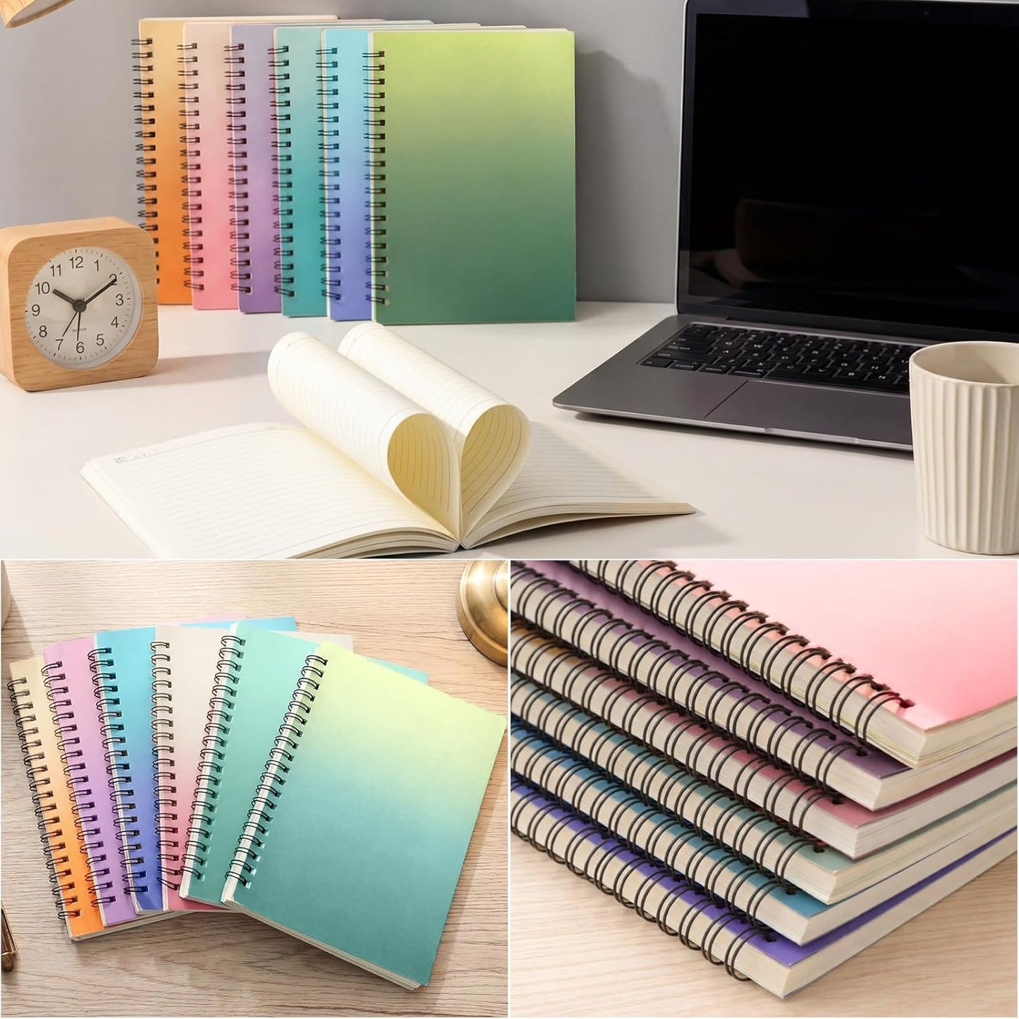 Leelosp 12 Pack Small Spiral Notebook Lined Spiral Journal College Ruled Notebook Wire Bound Kraft Cover, 120 Pages for Work (Multicolor,5.5 x 8.3 Inch)