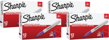 Sharpie Permanent Markers, Fine Point, Purple, 12 Count - Arts & Crafts, Office Supplies