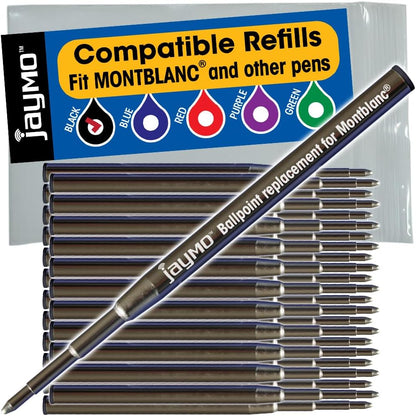 Jaymo Replacement for Montblanc 116218 - Measures 3.875 in / 98 mm Long - Ballpoint Pen Refill - 6 Purple