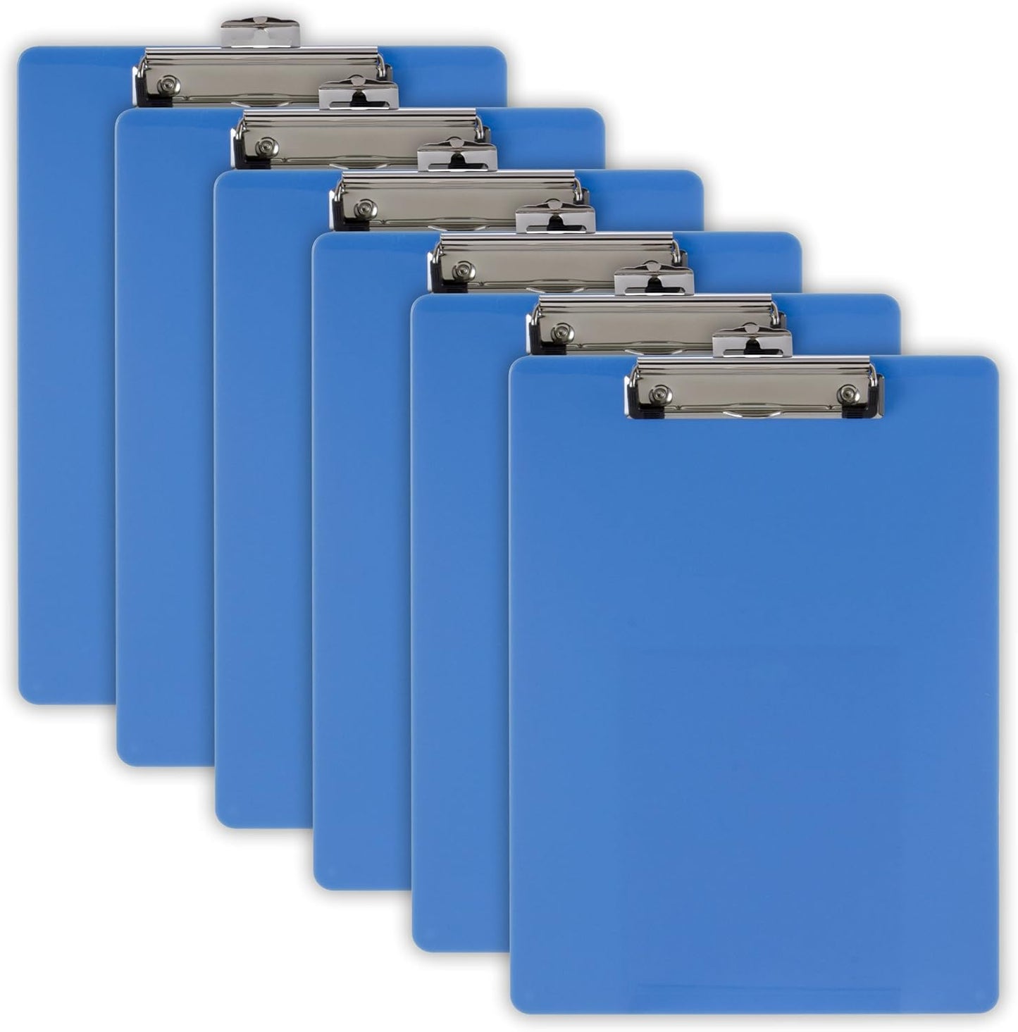 Officemate Plastic Clipboard, Letter Size, Arctic Blue, Pack of 6 (83088)