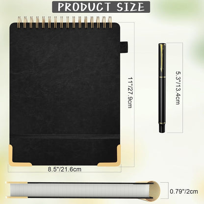 A5 Top Spiral Notebook, Large Leather Hardcover Top Bound Steno Pads, 240 Pages 100 gsm Thick Lined Paper Left Handed Notebook Journal for Work, School, Meeting Writing - Brown, 5.9" x 8.5"