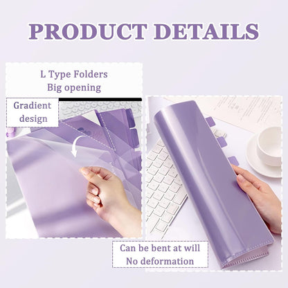 MIUPOO Poly Project Organizer,Documents Project Pockets,Office PocketFile,Clear Plastic File Folder Sleeves,L Shaped File Jackets,Blue and Purple Set of 2.