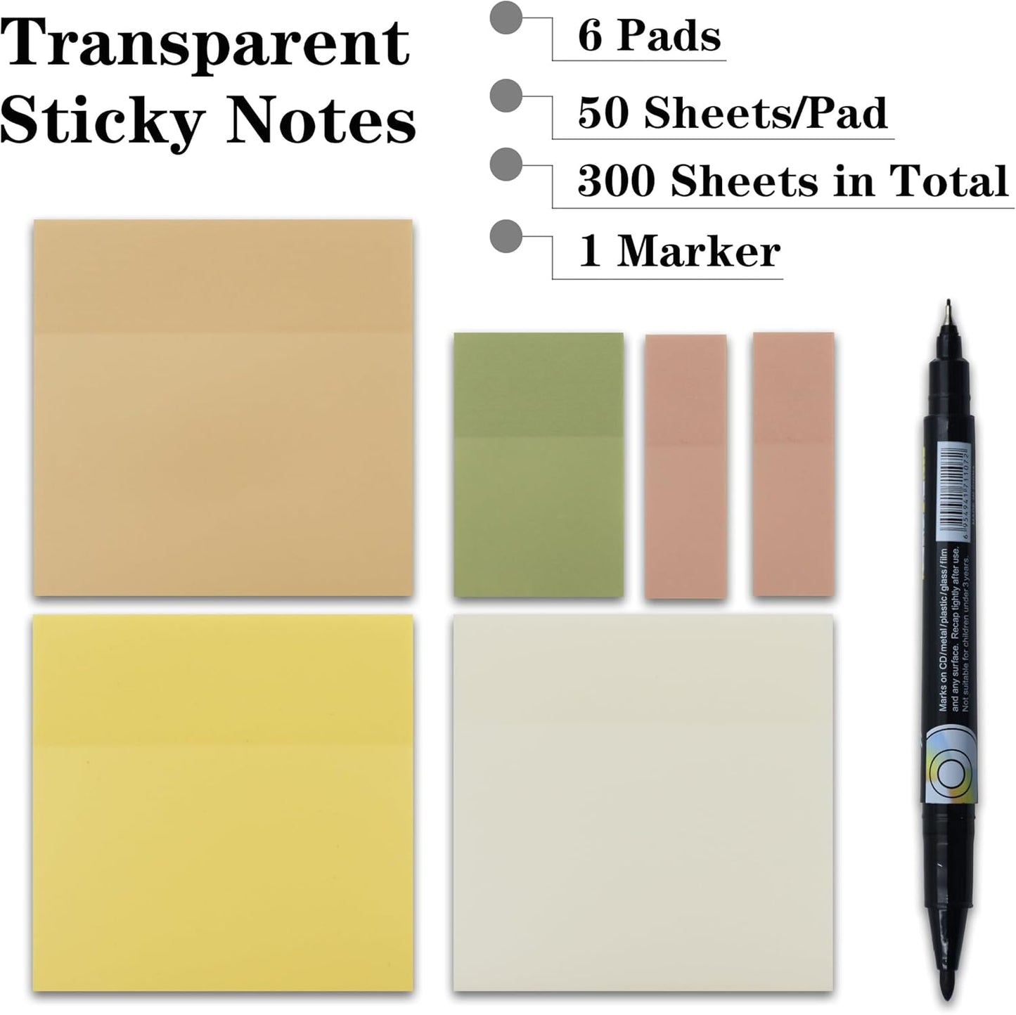 YOUDEFUL 1600pcs Translucent Sticky Note Tabs, Morandi Page Markers for Annotating Books,Repositionable Book Flags Tabs Strip with Binders, Clear Sticky Notes,Page Tabs,Index Tabs