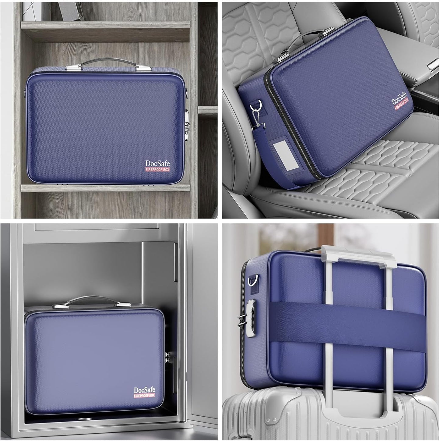 DocSafe Fireproof File Organizer with Lock, Hard-Shell Case Fireproof Document Box with 13 Pocket Accordion File Folder, Portable Home Office Travel Safe Storage for Important Documents Laptop Black