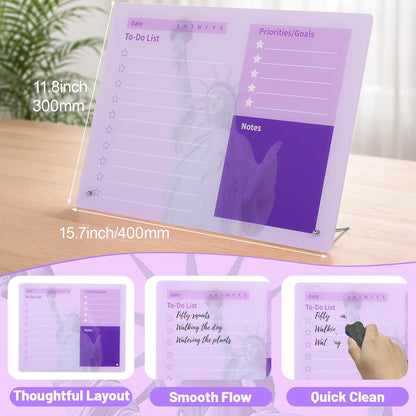 LeMotech Desktop Acrylic Dry Erase Board, 12x10 inches to-Do List Planner, Tabletop Whiteboard with Stand Office Supplies Includes 2 Markers & 1 Eraser, Pink Rose Pattern, 1 Pack