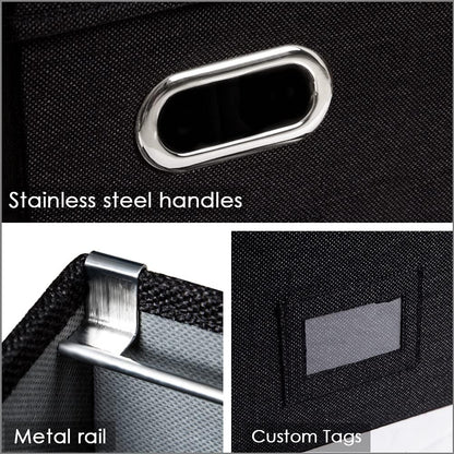 PRANDOM File Organizer Box - Collapsible Decorative Linen Filing Storage with Lids for Letter Size - Grey (14x9.3x10.8 inch)