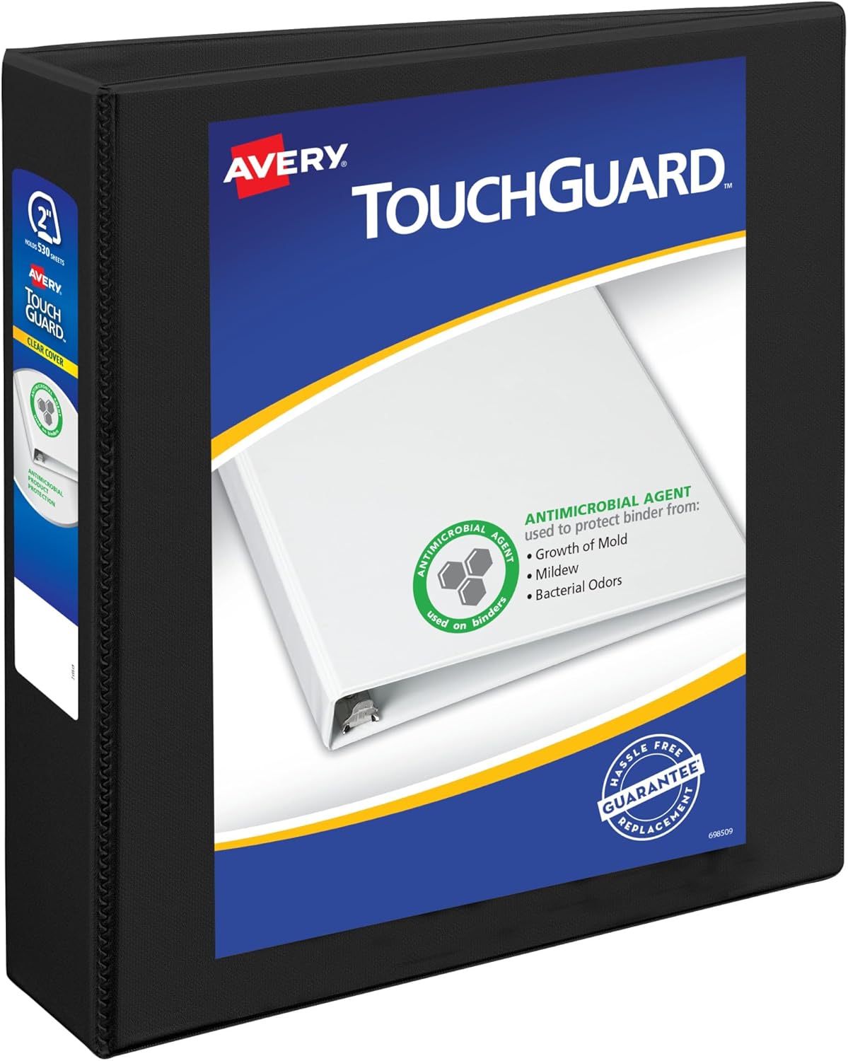 Avery TouchGuard Protection 3 Ring Binder, Customizable Cover, 1.5 Inch Slant Rings, 1 White Binder (17142)
