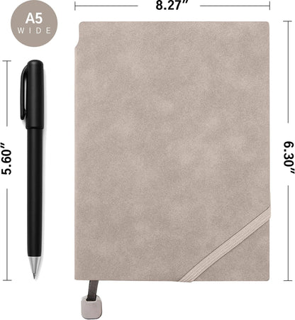 Faux Leather Notebook Journal - 200 Pages Lined Vegan Leather Journal for Writing, A5 Soft-Cover Journaling Notebook Gift Set with Pen for Travel, Office, Daily Writing