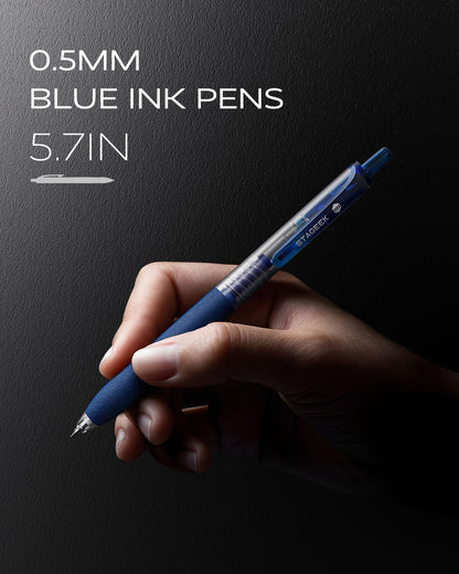 STAGEEK 0.5mm Gel Pens Fine Point Smooth Writing Pens, 12PCS Black Ink Pens, Retractable Leather-Like Black Gel Pens, Business Gel Pen for Journaling, Writing, School, Office Use (Black)
