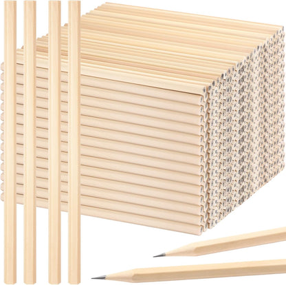 Fumete 100 Pieces Wooden Pencils Bulk No Eraser Hexagonal HB Graphite Unsharpened Natural Wood Pencils Without Erasers Classroom Gifts for Students Bulk Goodie Bag Stuffers