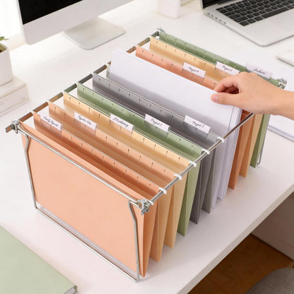 SUNEE Hanging File Folders, 25 Pack Letter Size Hanging File Folders with 1/5-Cut Tabs, Ideal for Home and Office Organization and Papers Classification, Bright Neon Pink