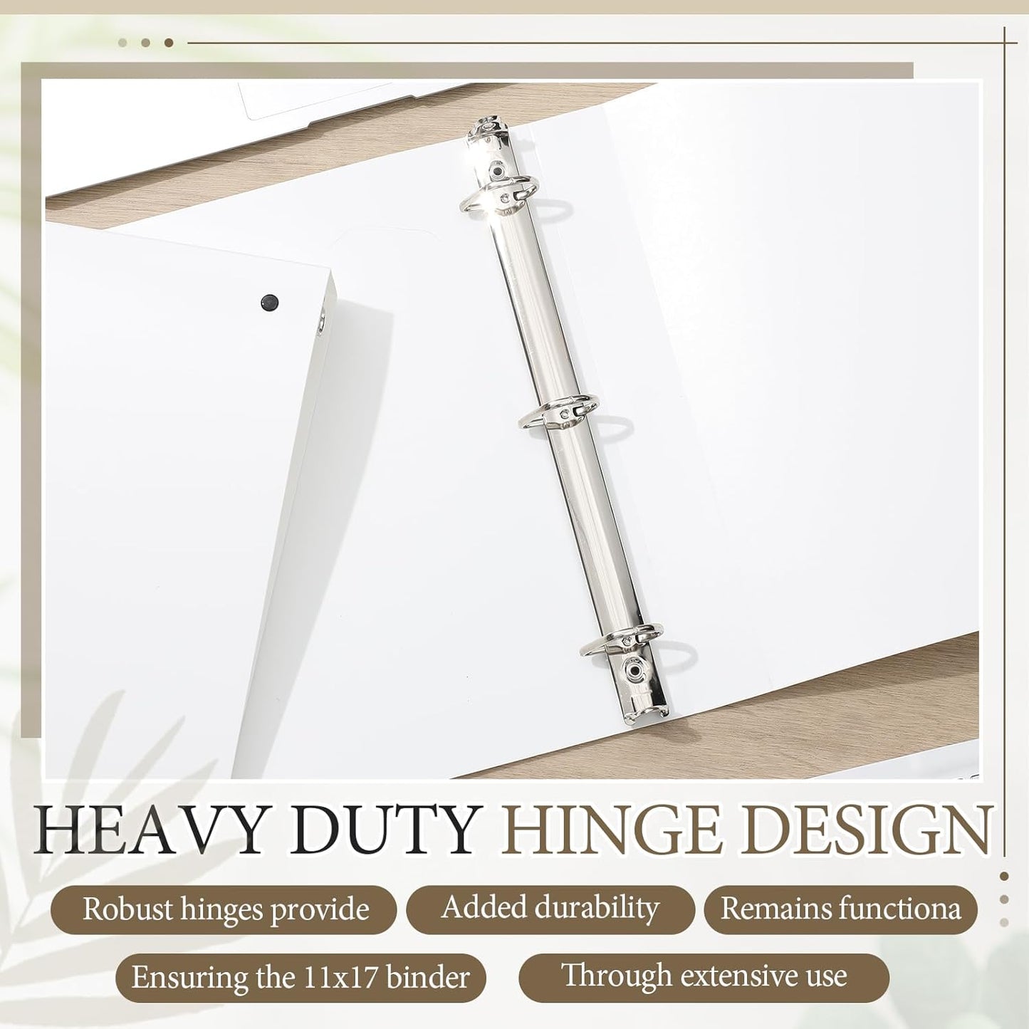 8 Pcs 3 Ring Binders Rings Heavy Duty View D Ring Binders Economy Holds 11" x 17" Paper for Artwork Blueprints, Office, Home, Work Places(White,3 Inch)