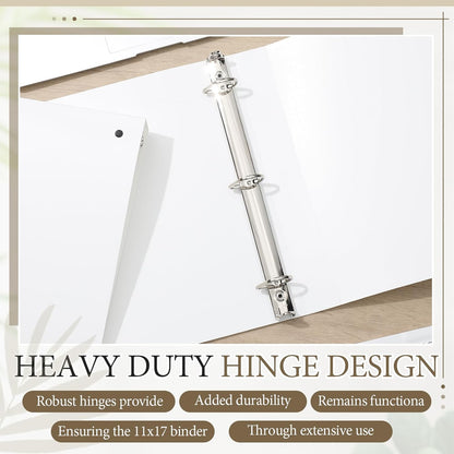 8 Pcs 3 Ring Binders Rings Heavy Duty View D Ring Binders Economy Holds 11" x 17" Paper for Artwork Blueprints, Office, Home, Work Places(White,3 Inch)