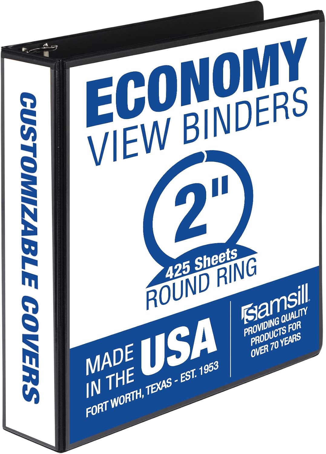 Samsill 1.5 Inch 3 Ring Binders, Economy Round Ring, Clear View Cover, 325 Sheet Capacity - for School, Home, Office - White, 4 Pack