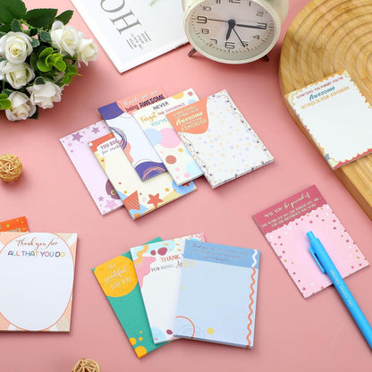 Yinder 24 Pack Inspirational Sticky Notes Motivational Notepads Appreciation Sticky Notes Funny Memo Pads Positive Note Bulk 3 x 4 Gift for Women Nurse Teacher Office Supplies(Black,Inspirational)