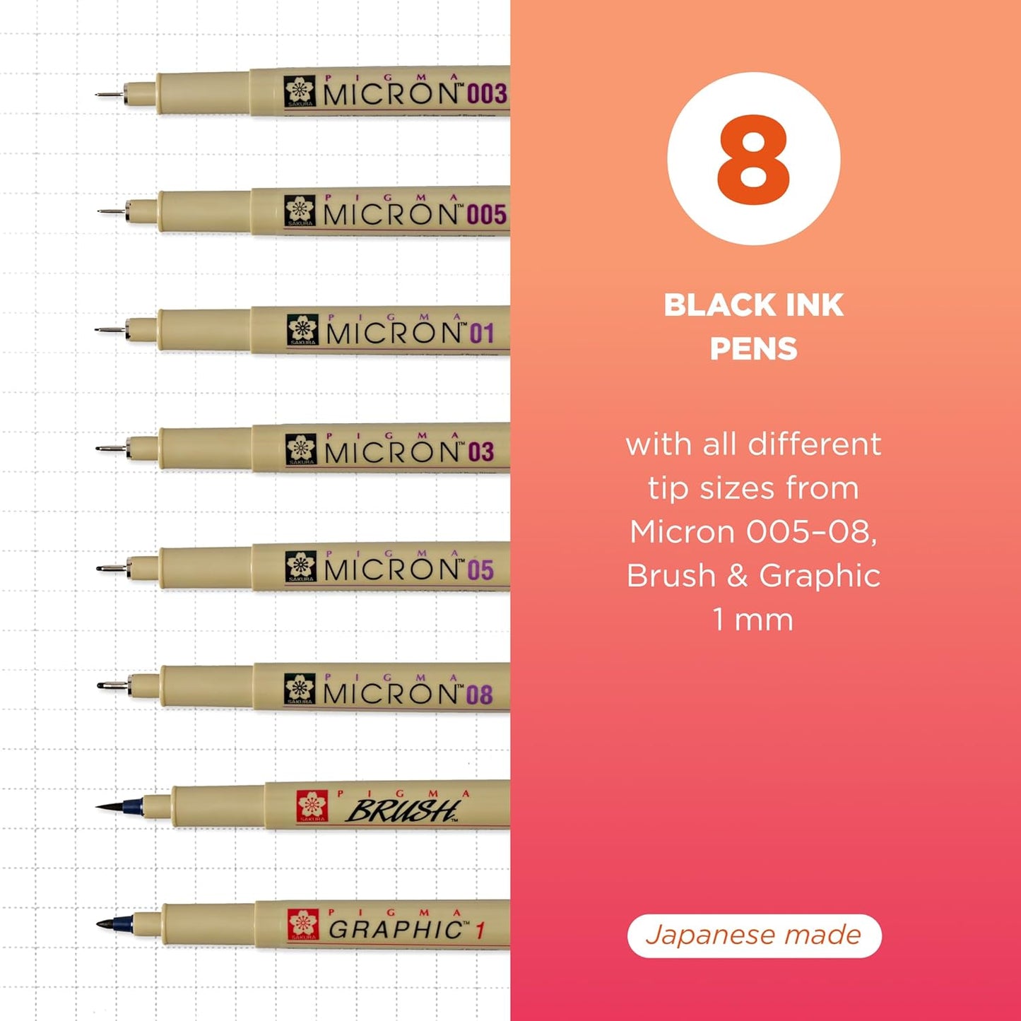 SAKURA Pigma Micron Fineliner Pens - Archival Black Ink Pens - Pens for Writing, Drawing, or Journaling - Assorted Point Sizes - 6 Pack