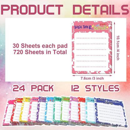 Yinder 24 Pack Inspirational Sticky Notes Motivational Notepads Appreciation Sticky Notes Funny Memo Pads Positive Note Bulk 3 x 4 Gift for Women Nurse Teacher Office Supplies(Black,Inspirational)