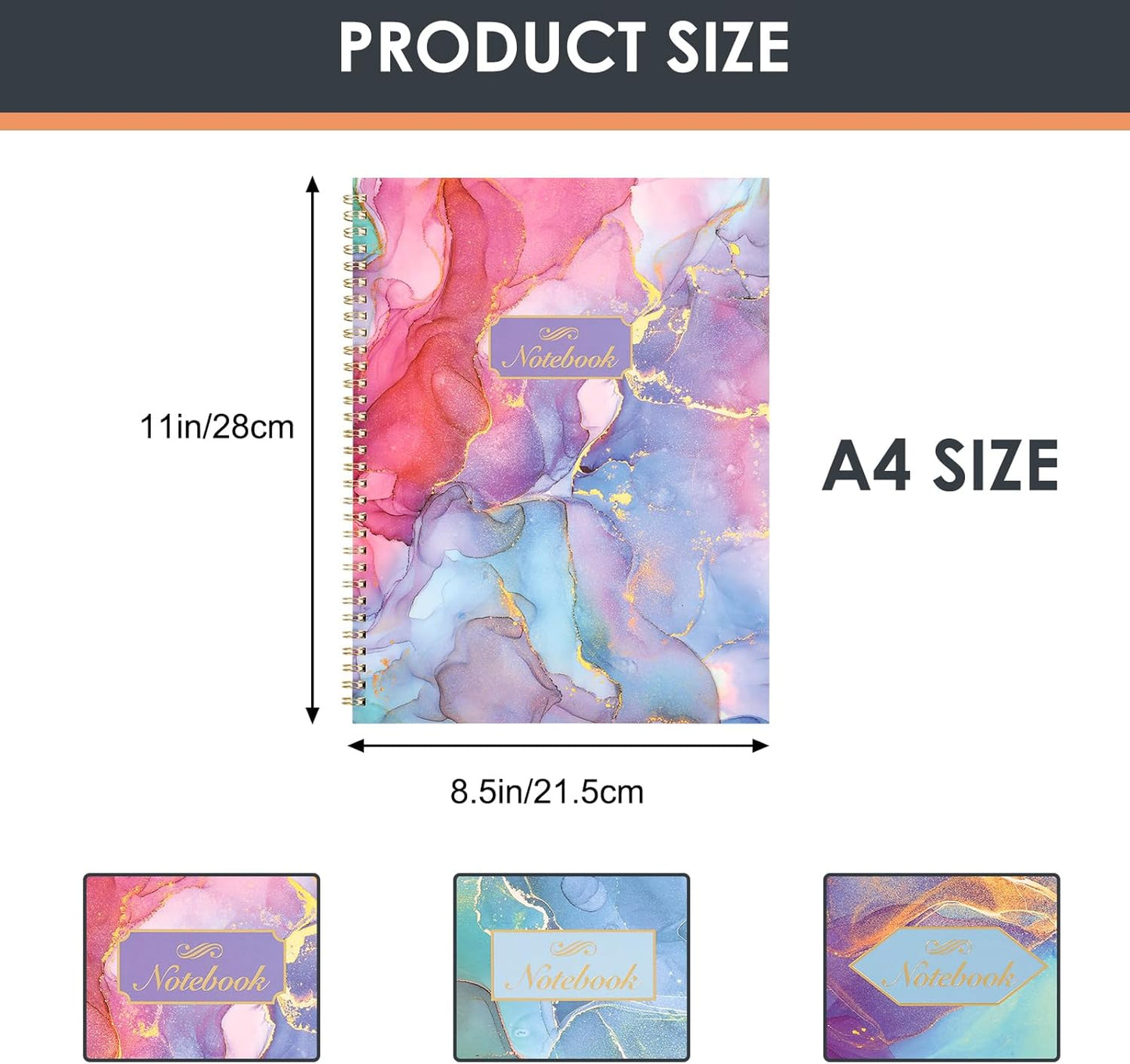 LABUK 3 Pack Spiral Notebook Journal for Women College Ruled Notebook 120 Pages A4 Aesthetic Journaling Notebooks for Work School Office Home, 8.5 x 11 Inches Notebooks for Valentine Gifts