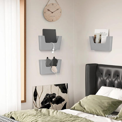 YOHOM No Drilling File Holder Wall Mails Magazines Organizer Adhesive Door Mount, Single Pocket(WHITE, 1 PCS)