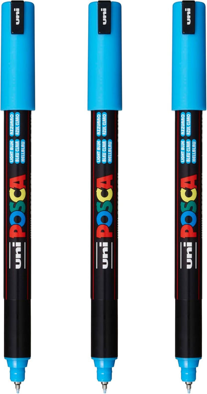 posca PC-1MR Water-Based Paint Markers, Extra Fine Tip (0.7mm), White, 3 Count