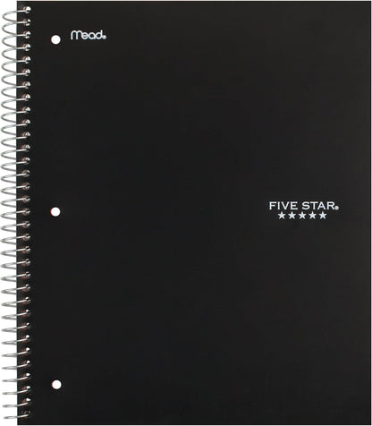 Five Star Spiral Notebook + Study App, 3 Subject, Wide Ruled Paper, 8" x 10-1/2", 150 Sheets, Fights Ink Bleed, Water Resistant Cover, Harvest Yellow (73463)