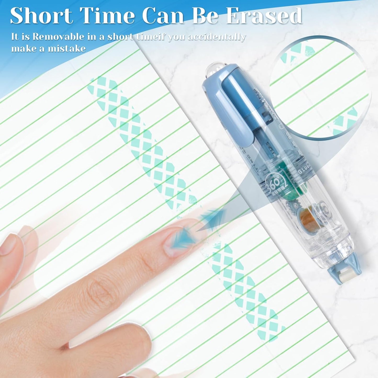 CHGANG Refillable Retractable White Out Correction Tape,3PCS Pen Shaped Whiteout Set with 360°Rotatable Tip,Easy to Use Cute Whiteout Tape for School Office Supplies