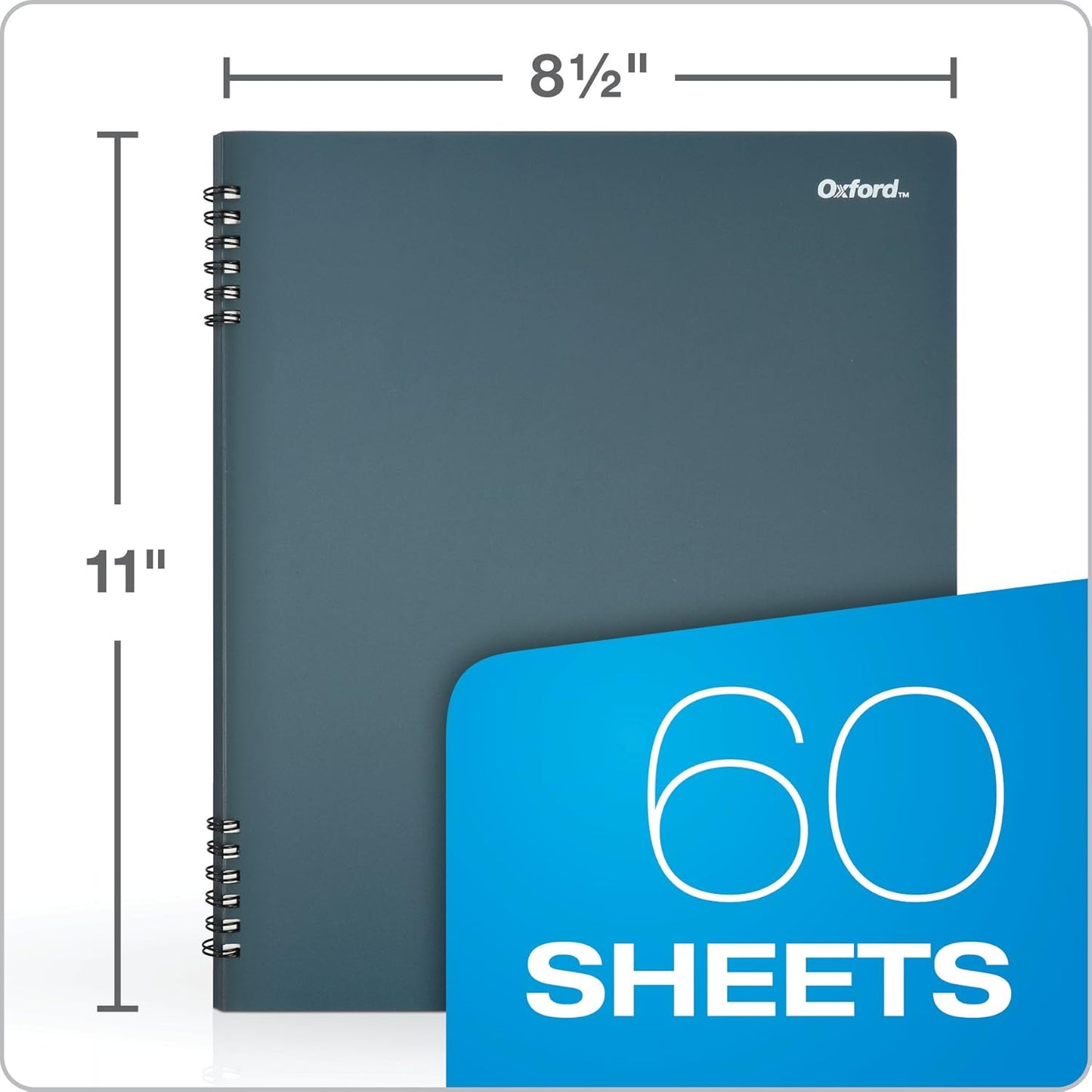 Oxford Stone Paper Notebook, School Notebook, Smooth Note-Taking Pad, Journal for Writing, 5-1/2" x 8-1/2", Blue Cover, 60 Sheets, 2 Pack (161641)