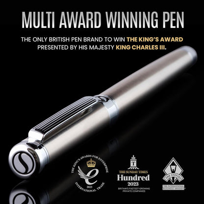Scriveiner Midnight Blue Rollerball Pen - Stunning Blue Lacquer Luxury Pen, Chrome Finish, Schmidt Ink Refills, Men & Women, Professional, Executive Office, Nice Pen