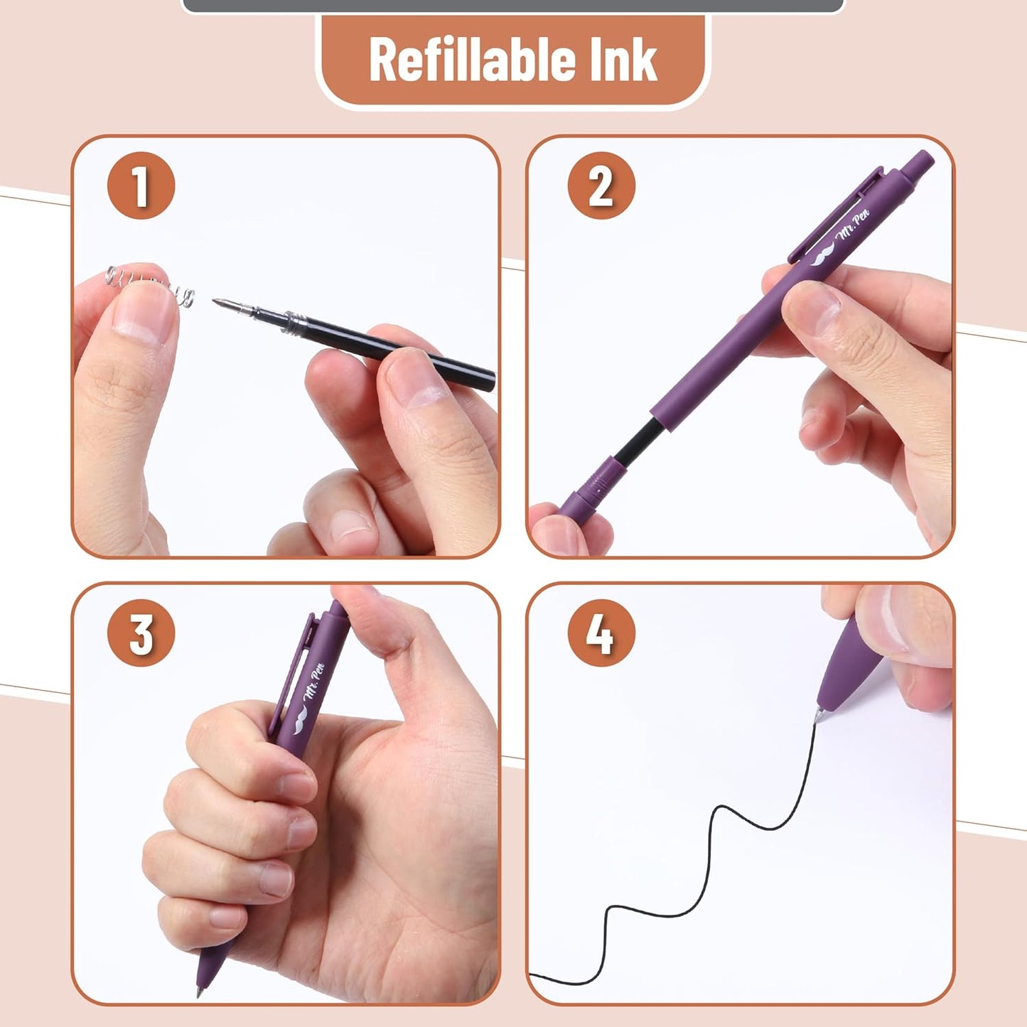 Mr. Pen- Retractable Gel Pens, 12 Pack, Colorful Ink, Fine Point 0.7mm, Fast Dry, Smooth Writing, Cute Pens for Drawing, Writing Planner and School Supplies