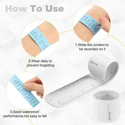 uxcell 2Pcs Writable Wrist Band, 9.45" x 1.18" Waterproof Slap Bracelet Reusable Writable Erasable to Do List Silicone Memo Wrist Bands for Planner Reminder (White)