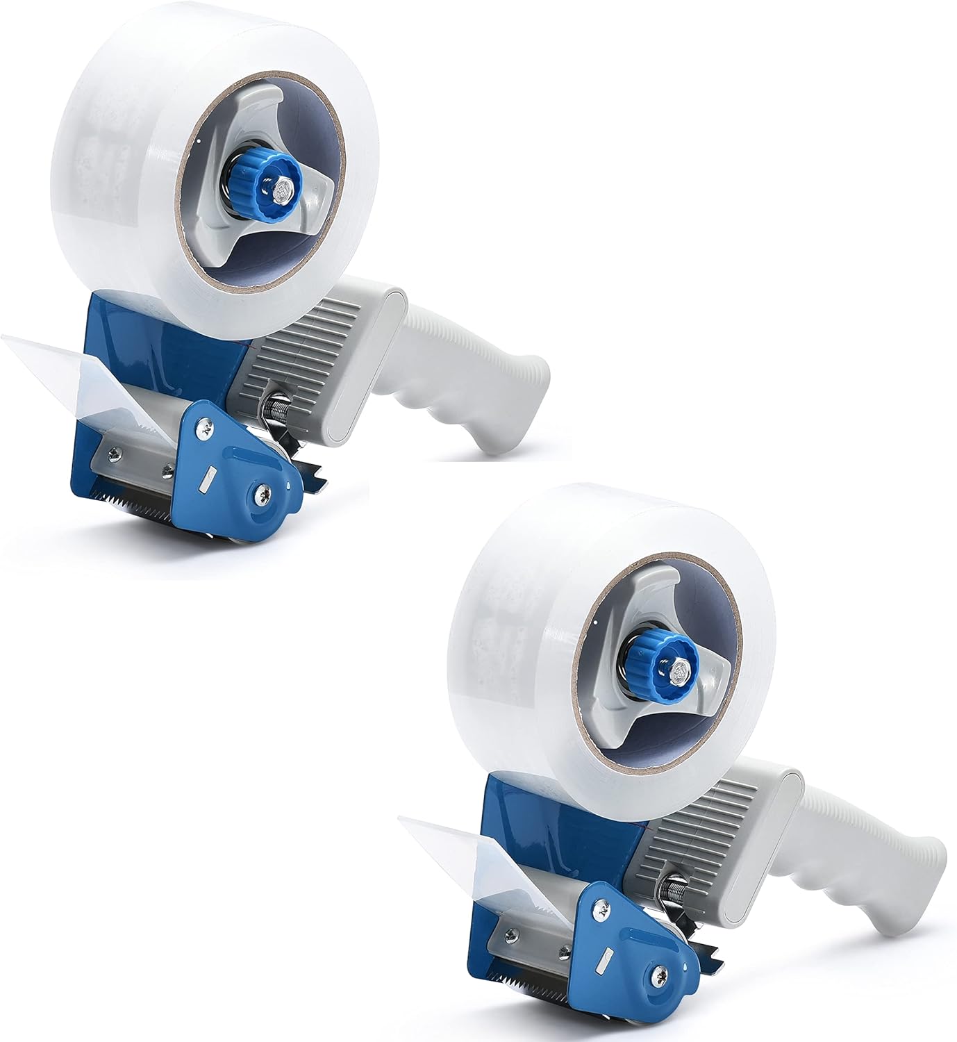Pacific Mailer 2 Inch Tape Gun Dispenser with 2 Inch Carton Packing Tape, Lightweight Industrial Side Loading Tape Dispenser - Blue