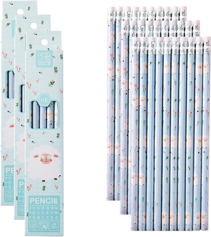 30pcs HB Art Drawing Pencils Bulk Cute Fun Novelty Wooden Writing Pencils with Erasers for Students Reward Teacher Classroom Office (Green)