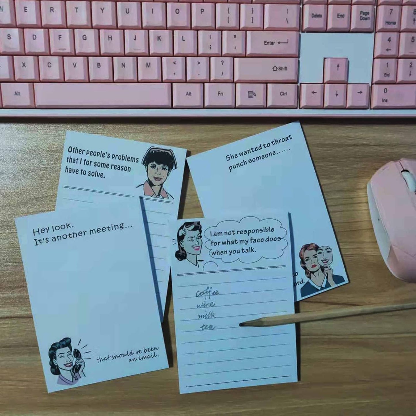 DUGUTUL 4 Funny Novelty Memo Pads,4 x 5.5 in(10x14cm),200 sheets,Coworker Gifts for Women,Funny Notepads for Office,Women Office Note Pad,Perfect Novelty gift for Boss,Coworker,Friend or Family(A)