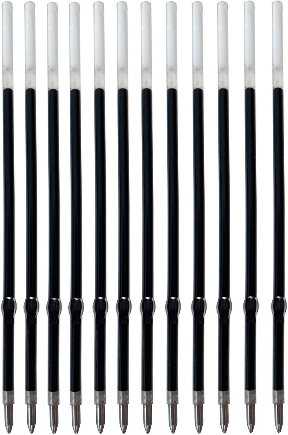 Pack of 12 Gel Ink Refill for Retractable Pens, Medium Tip Point 0.7mm, Black Ink, Fits Retractable Pen, Universal Size Refill, 115mm/11.5cm/4.5 inches (Black, 115mm)