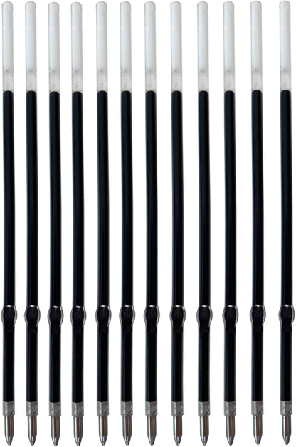 Pack of 12 Gel Ink Refill for Retractable Pens, Medium Tip Point 0.7mm, Black Ink, Fits Retractable Pen, Universal Size Refill, 115mm/11.5cm/4.5 inches (Black, 115mm)
