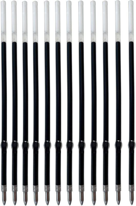 Pack of 12 Gel Ink Refill for Retractable Pens, Medium Tip Point 0.7mm, Black Ink, Fits Retractable Pen, Universal Size Refill, 115mm/11.5cm/4.5 inches (Black, 115mm)