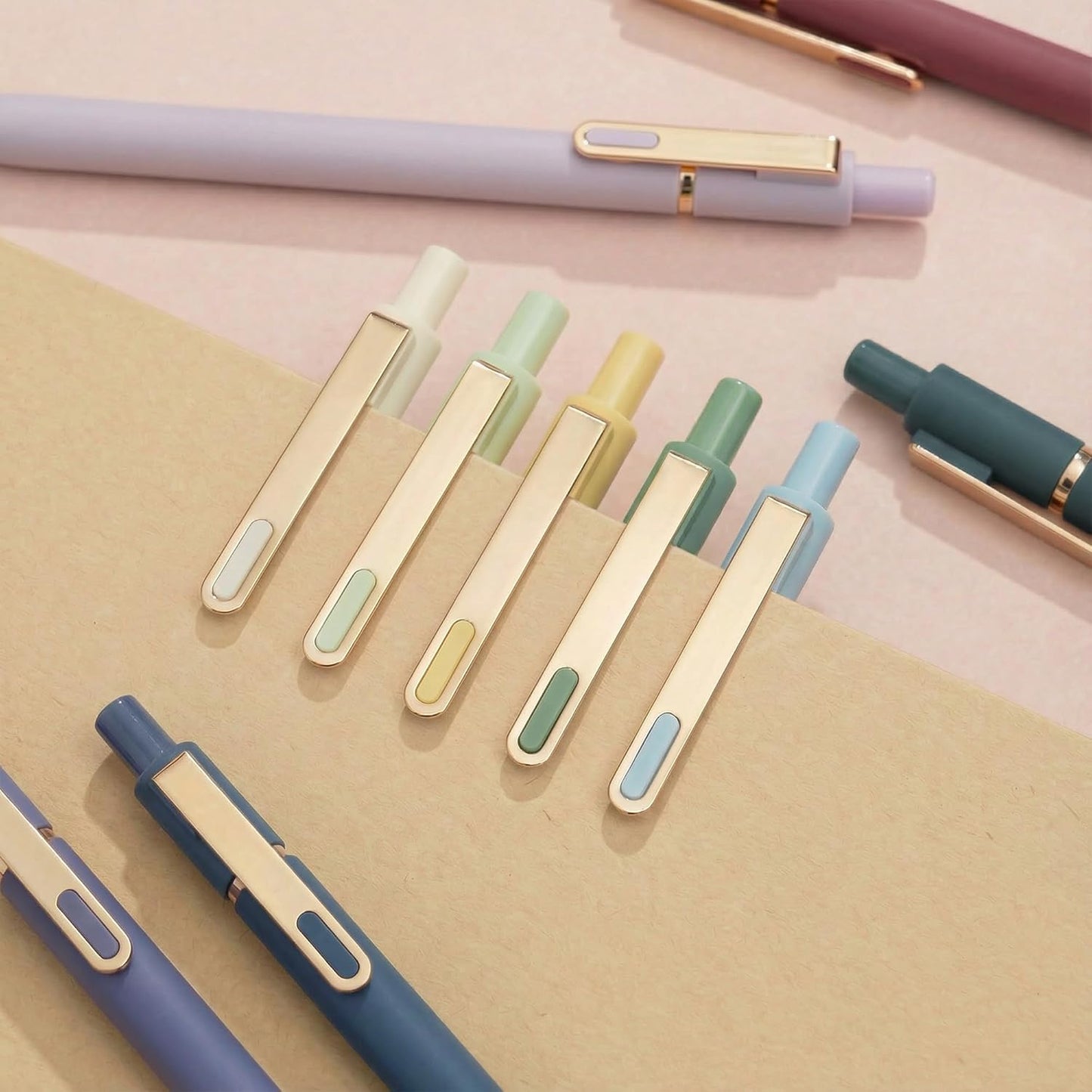 Linbsunne Gel Pens Black Ink Pens for Office 0.5mm Fine Point Pen Smooth Writing Retractable (Metal gold clip-10 pcs)