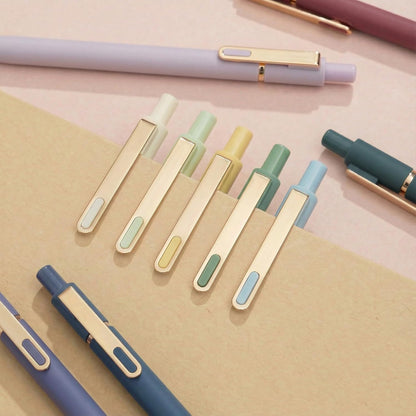 Linbsunne Gel Pens Black Ink Pens for Office 0.5mm Fine Point Pen Smooth Writing Retractable (Metal gold clip-10 pcs)