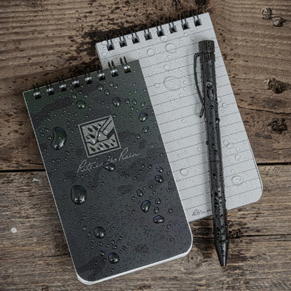 Rite in the Rain Weatherproof Top Spiral Notebook, 3" x 5", Black Cover, Universal Pattern, 3 Pack (No. 735-3X)