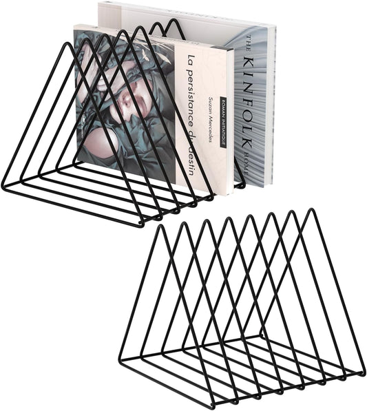 Urban Deco Triangle Desk Organizers Metal Wire Magazine Holder 10 Sections Decorative File Folder Organizer Vinyl Record Storage Office File Organizer For Desk - Gold Magazine File Holder